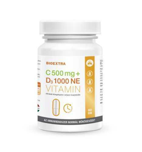 Bioextra c-vitamin 500 mg+D3 vitamin 1000 NE retard étrend-kiegészítő kapszula 60 db