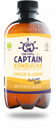 Captain bio kombucha fermentált zöld tea ital élőflórával gyömbéres-citromos 400 ml