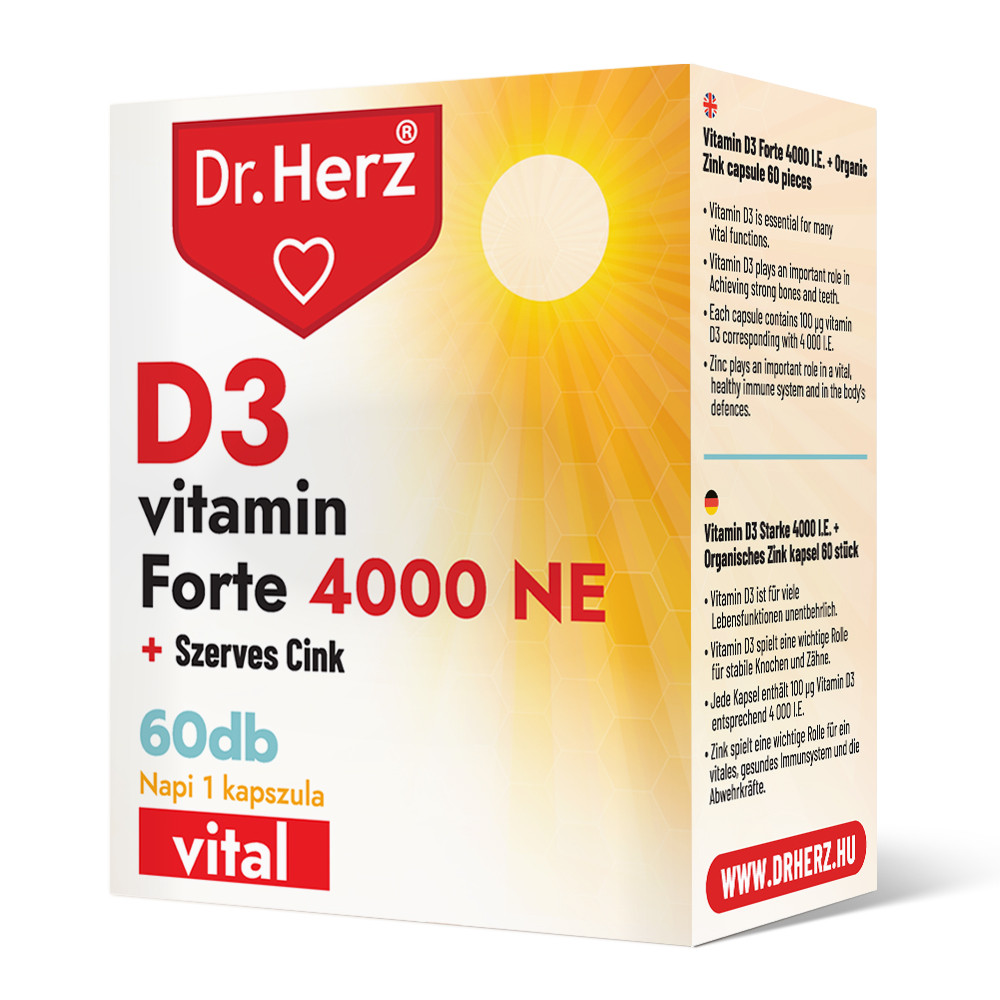 DR Herz D3-vitamin 4000 NE+Szerves Cink 60 db kapszula