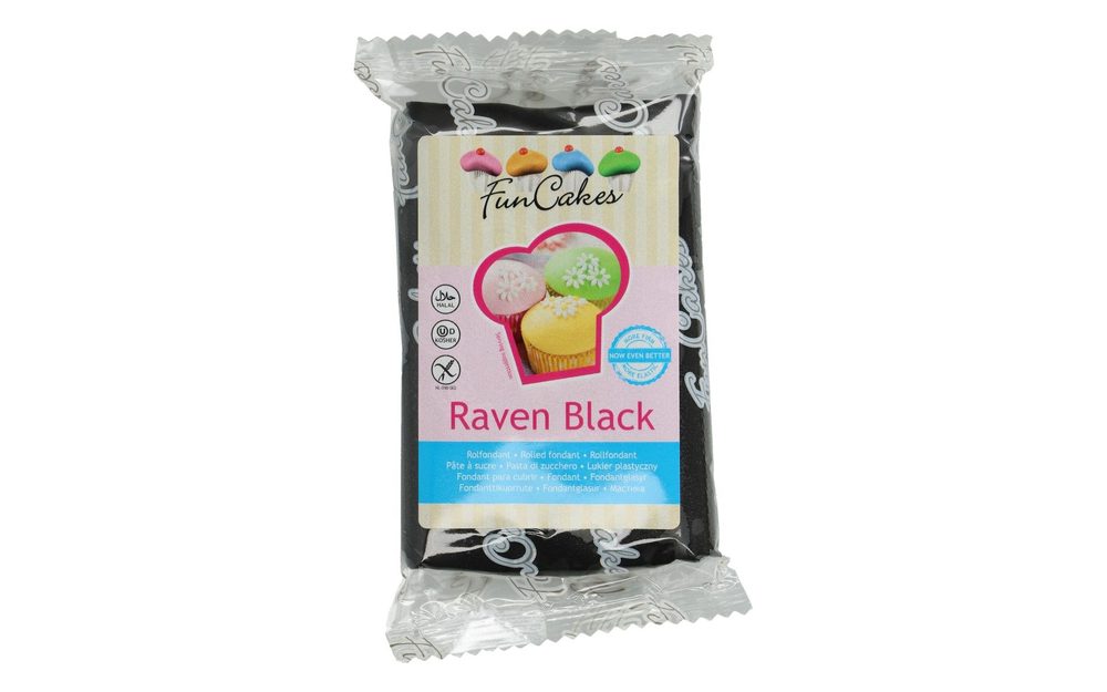 Fekete hengerelt fondant Raven Black 250 g - FunCakes