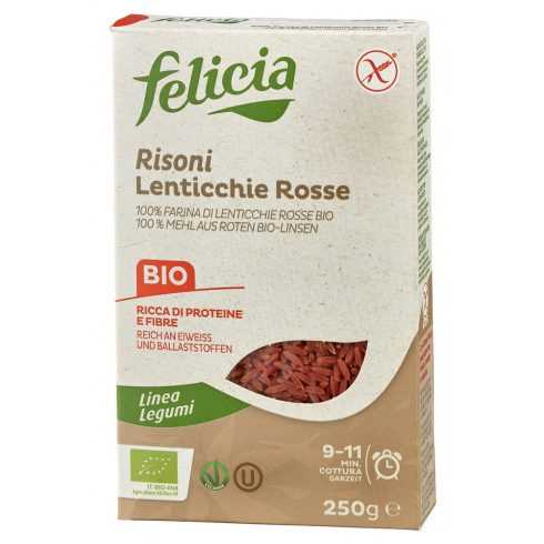 Felicia Bio vörös lencse risoni gluténmentes tészta 250 g Új termék