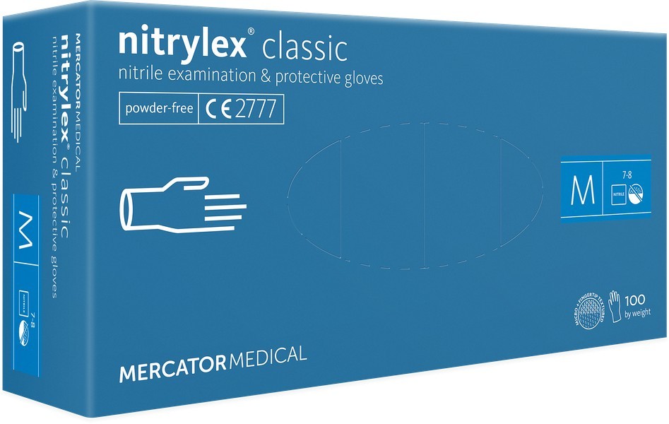 Mercator Nitrylex kék orvosi púdermentes nitril kesztyű - M