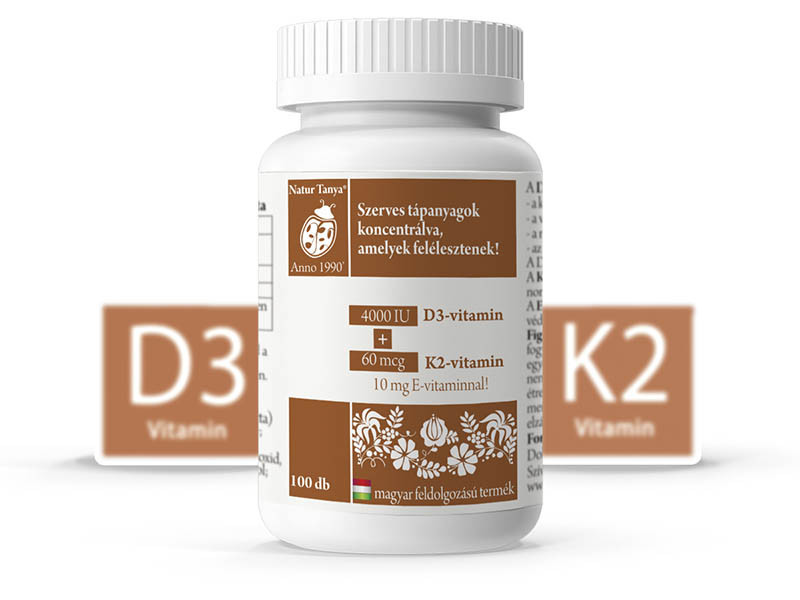 Natur Tanya® D3 és K2-VITAMIN EGYÜTT! 4000IU D3-vitamin és 60mcg K2 kivonat 1 tablettában! 100db