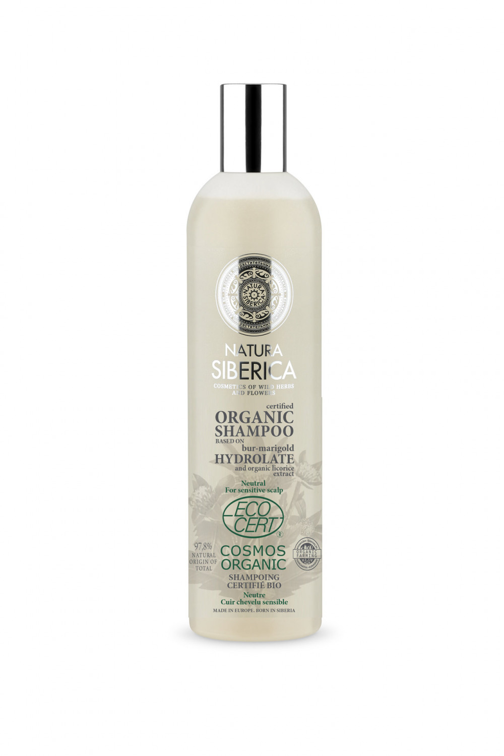 Natura siberica virágvíz alapú semleges bio sampon érzékeny 400 ml