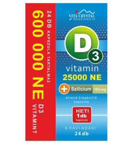 Vita Crystal D3-vitamin 25 000NE heti 1 kapszula 163 mg Szilícium 6 hónapos kiszerelés