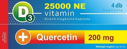 Vita Crystal D3-vitamin 25 000NE heti 1 kapszula 200 mg Quercetin 1 hónapos kiszerelés