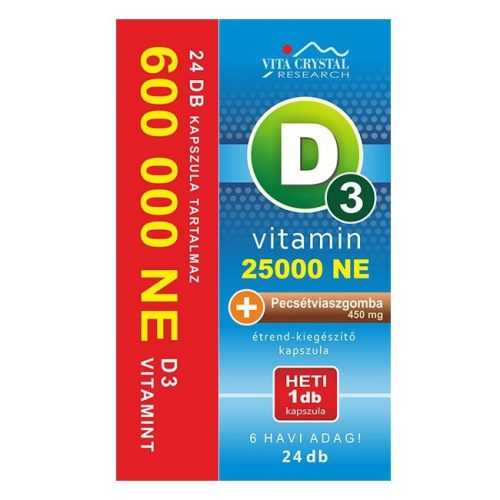 Vita Crystal D3-vitamin 25 000NE heti 1 kapszula 450 mg Ginseng 1 hónapos kiszerelés