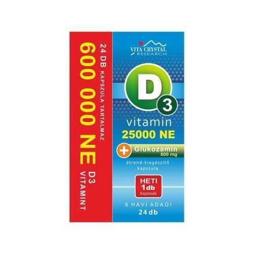 Vita Crystal D3-vitamin 25 000NE heti 1 kapszula 800 mg Glükozamin 6 hónapos kiszerelés