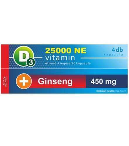 Vita Crystal D3-vitamin 50 000 NE + Ginseng 450 mg. 1 hónapos kiszerelés. 1 kapszula / hét.