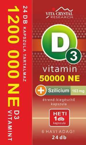 Vita Crystal D3-vitamin 50 000NE heti 1 kapszula 163 mg Szilícium 6 hónapos kiszerelés