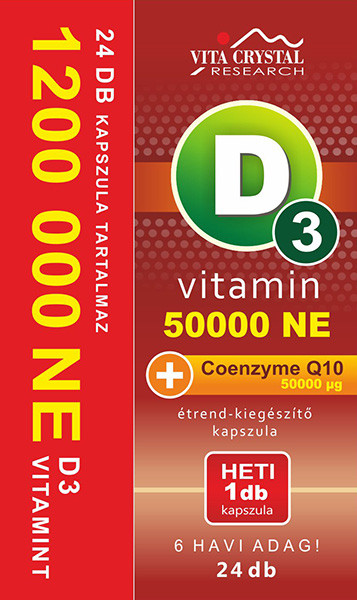 Vita Crystal D3-vitamin 50 000NE heti 1 kapszula 50 000 mikrogramm Q10