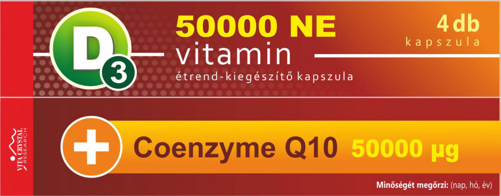 Vita Crystal D3-vitamin 50 000NE heti 1 kapszula 50 000 mikrogramm Q10