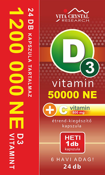 Vita Crystal D3-vitamin 50 000NE heti 1 kapszula 6 hónapos kiszerelés