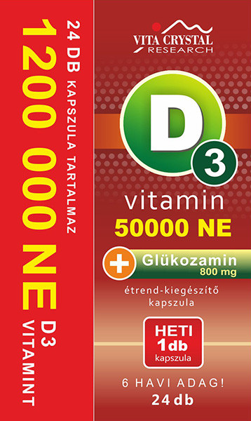 Vita Crystal D3-vitamin 50 000NE heti 1 kapszula 800 mg Glükozamin 6 hónapos kiszerelés