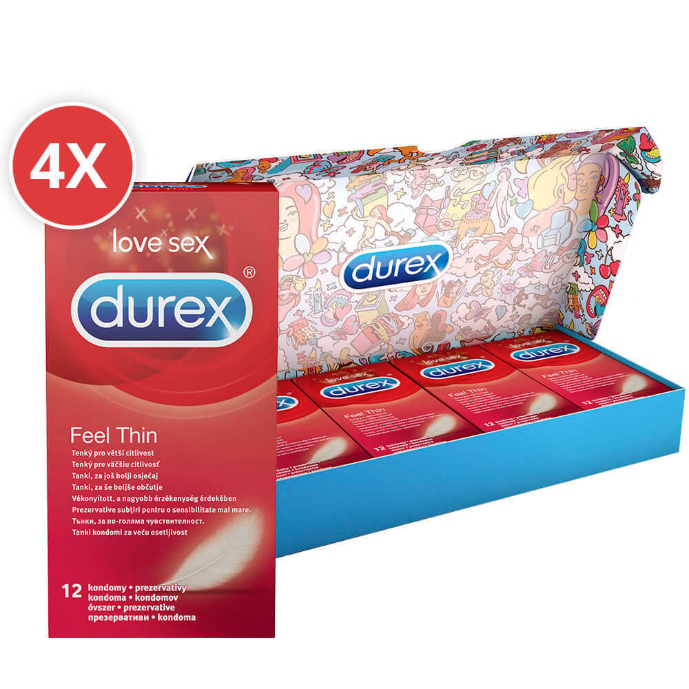 Durex Feel Thin - élethű érzés óvszer csomag (4 x 12db)