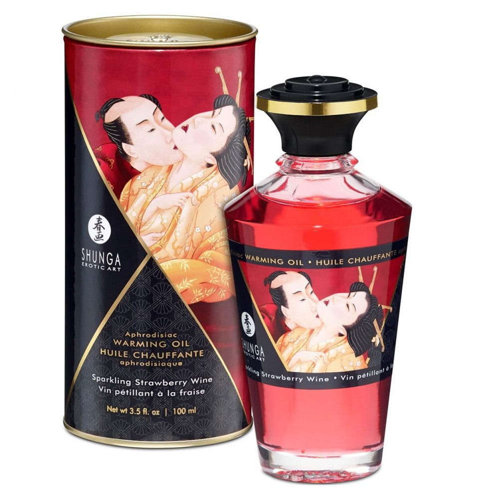 Shunga - melegítő hatású masszázsolaj - pezsgő-eper (100ml)