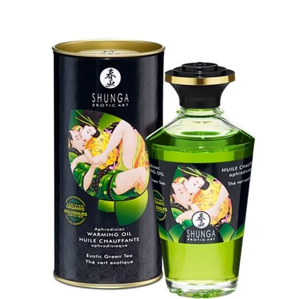 Shunga - melegítő hatású masszázsolaj - zöld tea (100ml)