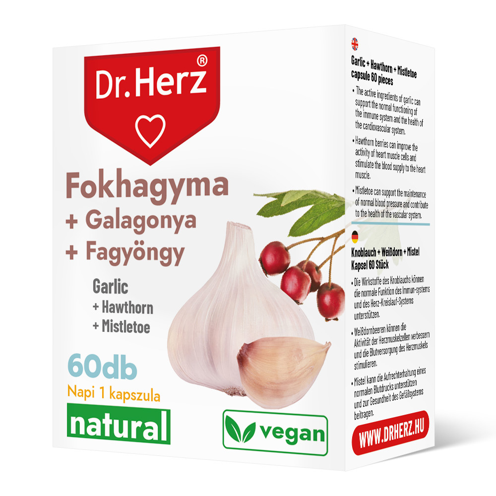 DR Herz Fokhagyma + Galagonya + Fagyöngy 60 db kapszula doboz