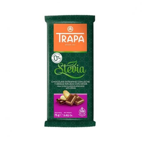 Trapa Stevia táblás tejcsokoládé puffasztott rizzsel 75 g