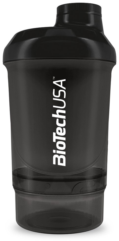 BiotechUSA Keverőpalack Biotech Wave+ Nano 300ml (+150ml) fekete-füst