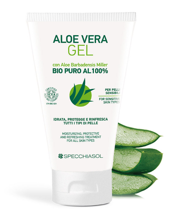 Specchiasol® Aloe vera elsősegély gél - minden bőrtípus számára. ECOBIO minősítésű 100%-os