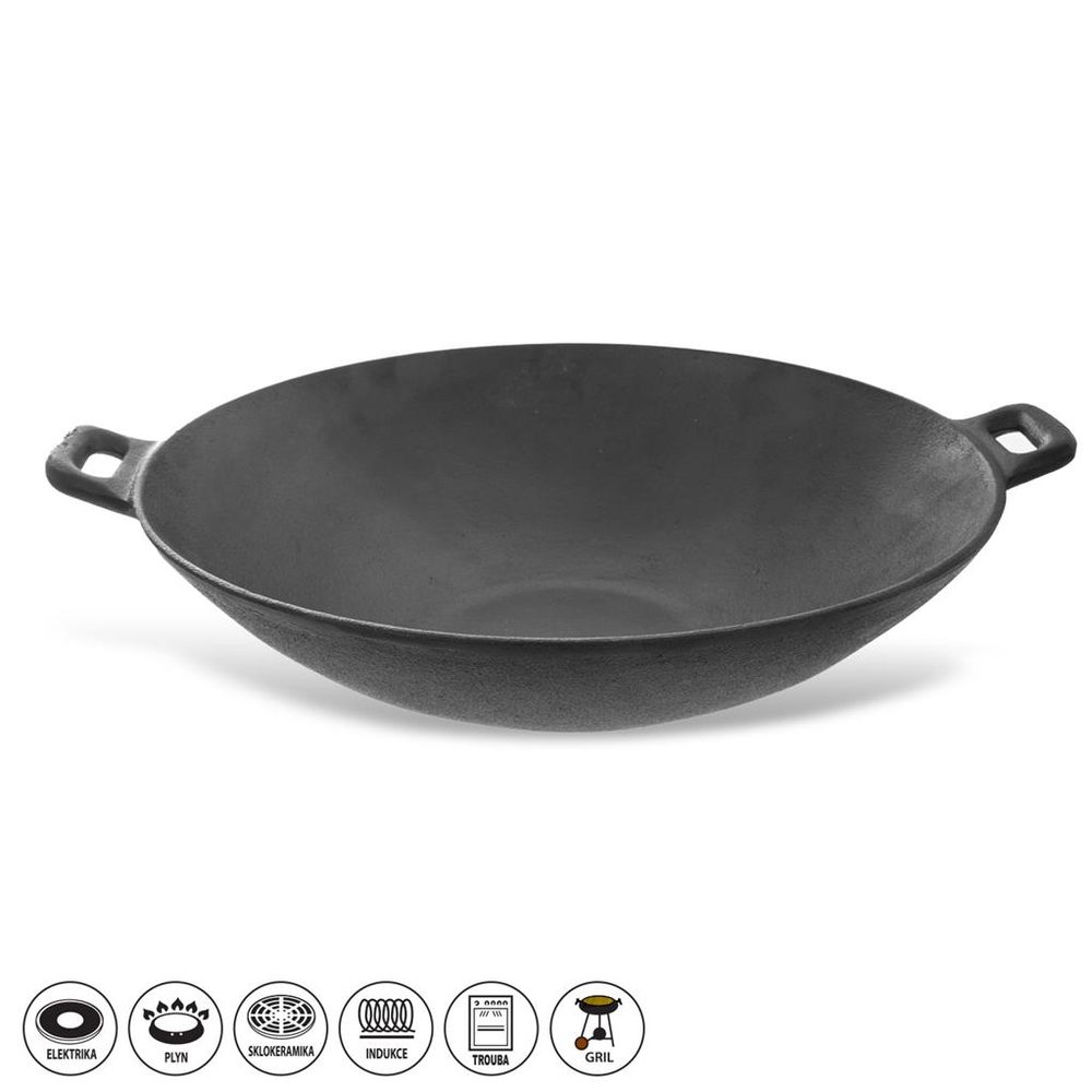 30 cm-es öntöttvas WOK serpenyő - ORION