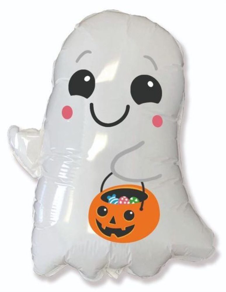 Fólia léggömb SZELLEM tököt tartó - Halloween - 90 cm - Flexmetal