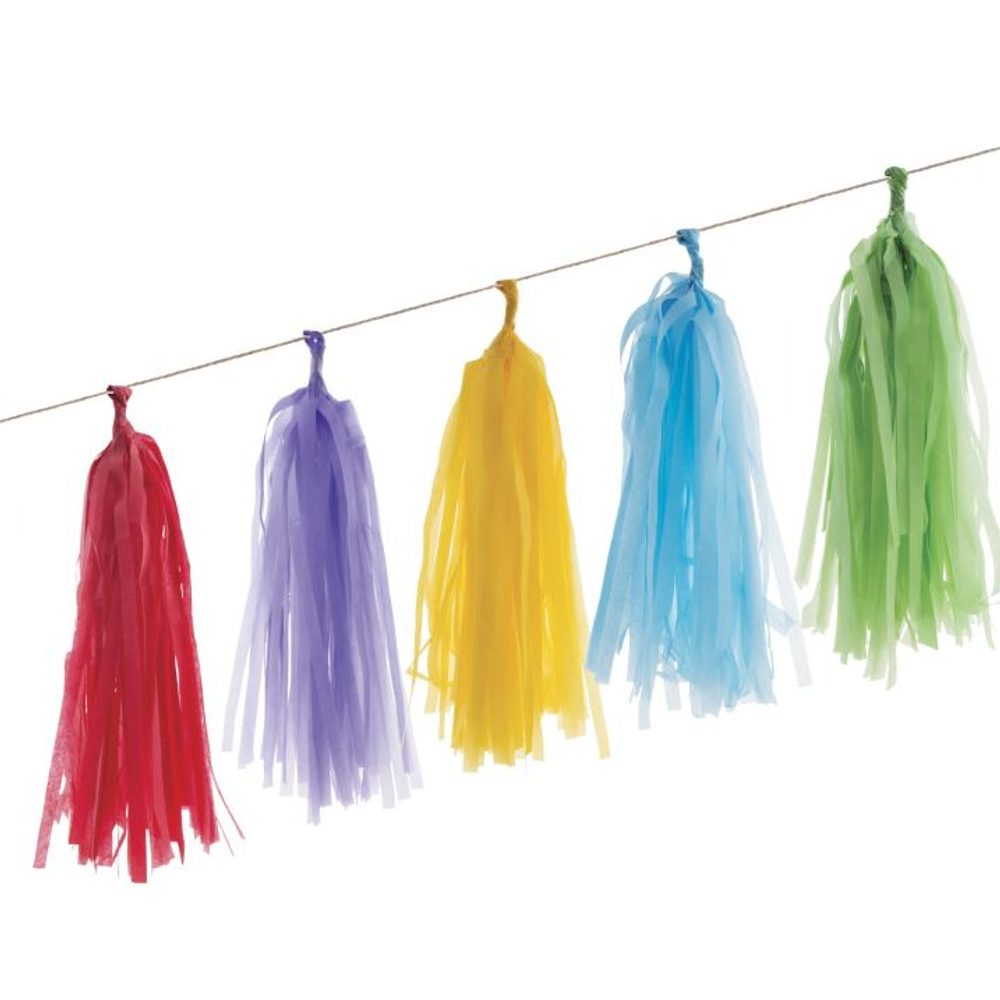 Tassel girland pompom - színes - 20 db - 420 x 30 cm - FUNNYFASHN